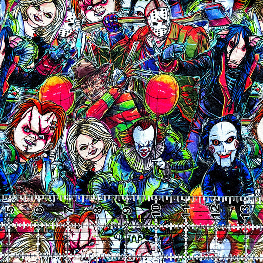 9x14 Tumbler Cut, Custom Fabric, CottonSpandex, High Quality, Mask Cut, Tumbler Fabric, Halloween, Horror, Serial Killers, Stacked