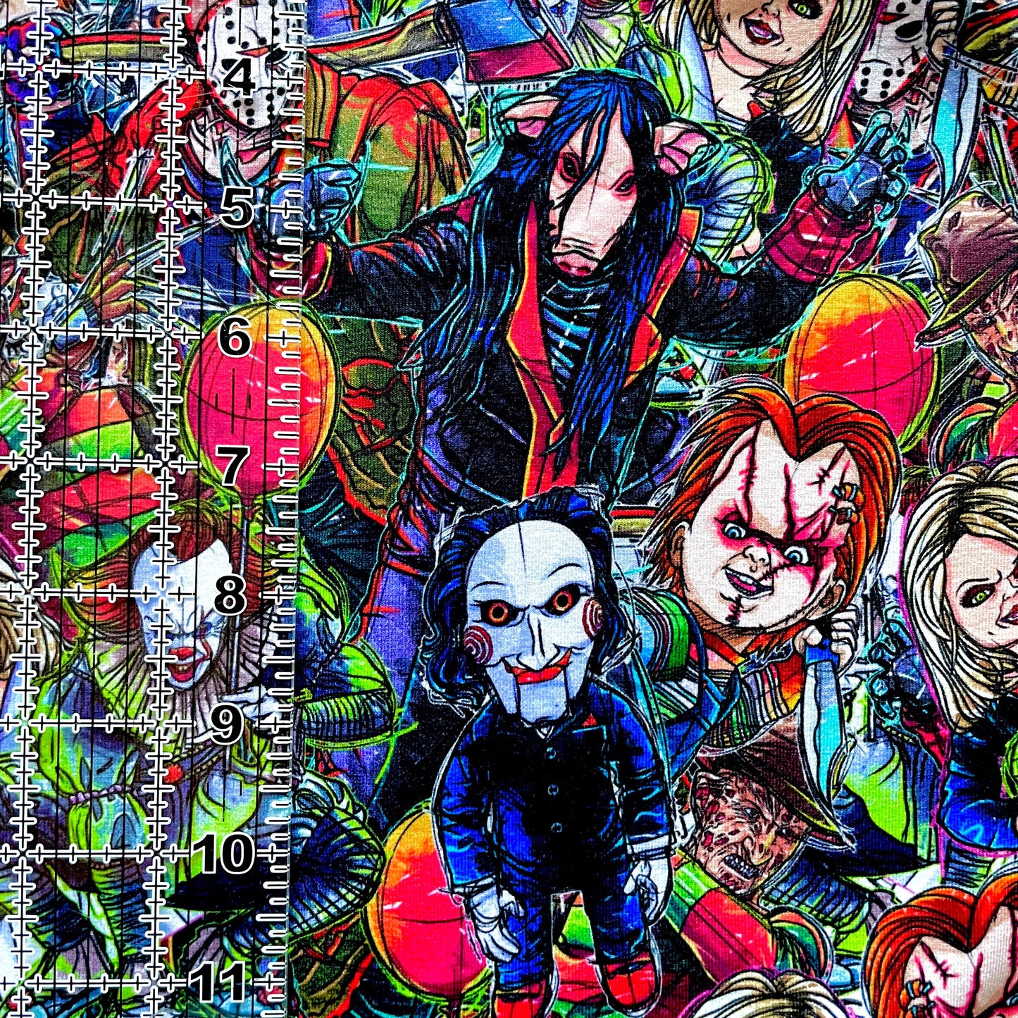 9x14 Tumbler Cut, Custom Fabric, CottonSpandex, High Quality, Mask Cut, Tumbler Fabric, Halloween, Horror, Serial Killers, Stacked