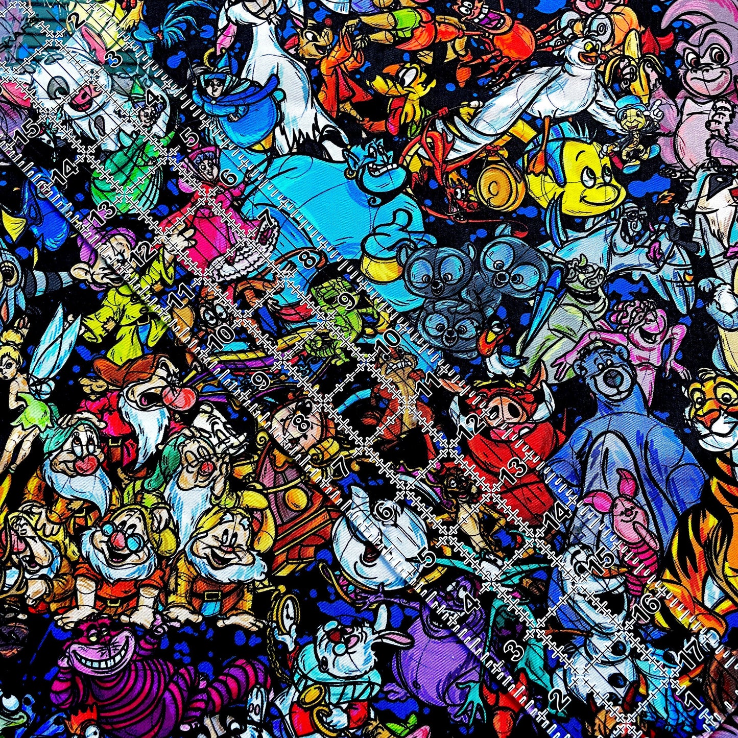 9x14 Tumbler Cut, Custom Fabric, CW Cotton Woven, High Quality, Mask Cut, Tumbler Fabric, Disney, Pets, Cute, Animals, Black, Sidekicks