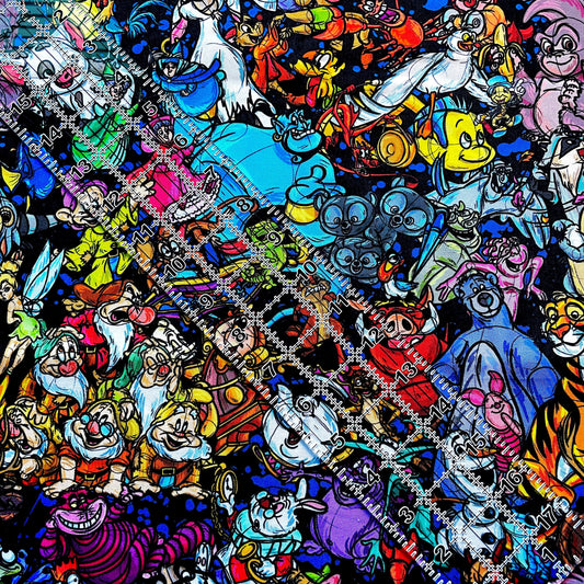 9x14 Tumbler Cut, Custom Fabric, CW Cotton Woven, High Quality, Mask Cut, Tumbler Fabric, Disney, Pets, Cute, Animals, Black, Sidekicks