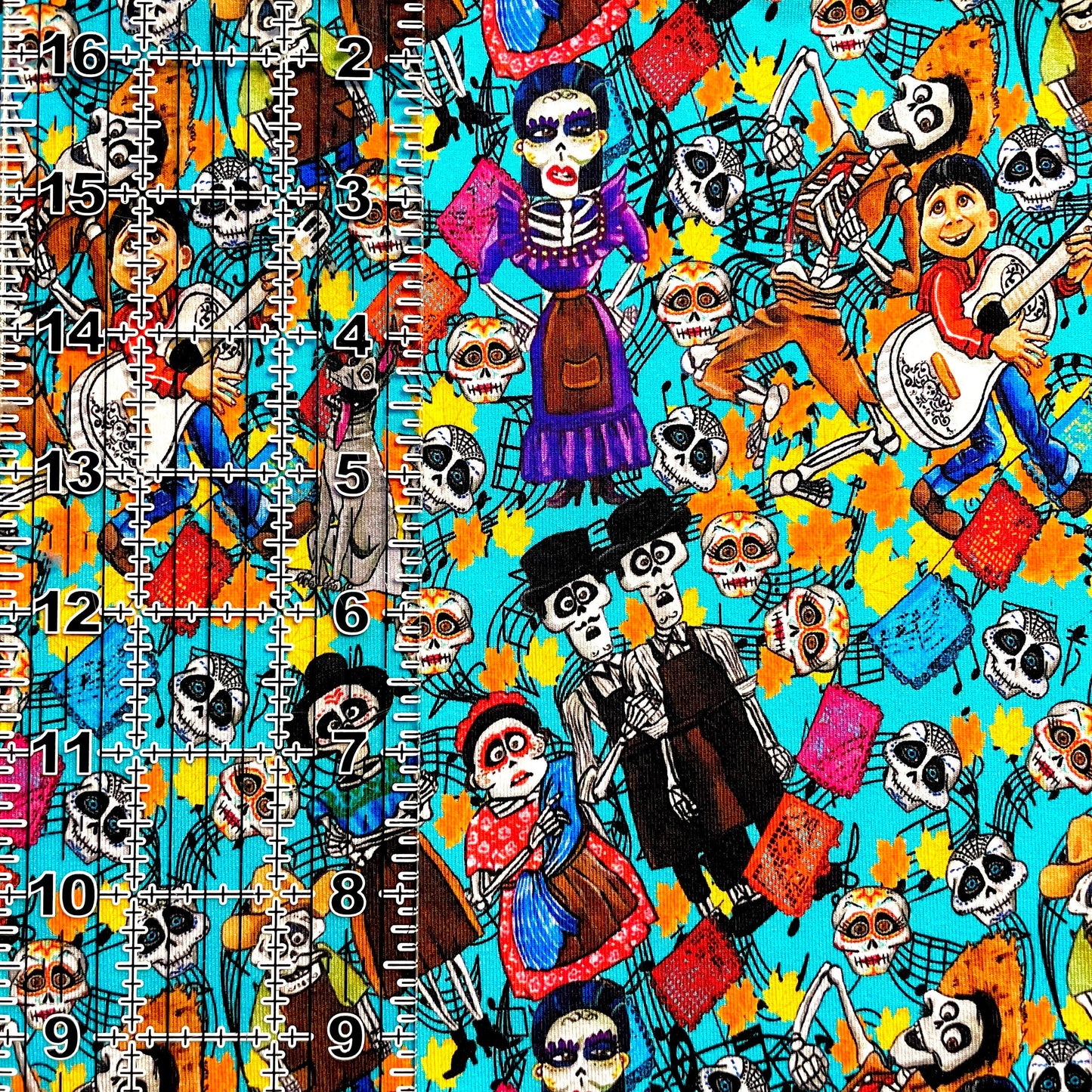 9x14 Tumbler Cut, Custom Fabric, CottonSpandex, High Quality, Mask Cut, Tumbler Fabric, Disney, Movie, Remember Me, Vibrant, Music, Blue
