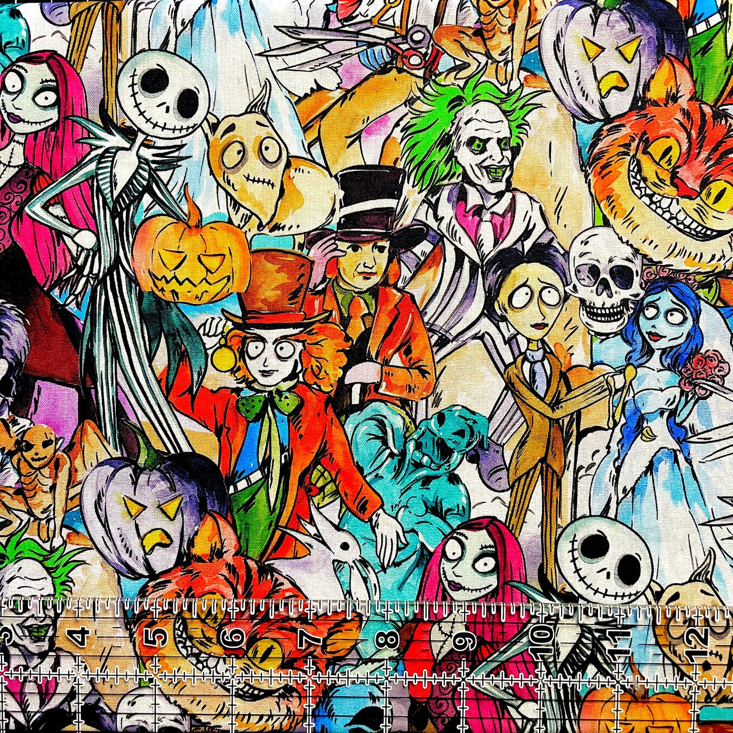 9x14 Tumbler Cut, Custom CW Cotton Woven, High Quality, Mask Cut, Tumbler Fabric, Halloween, Tim Burt Troupe, SNC