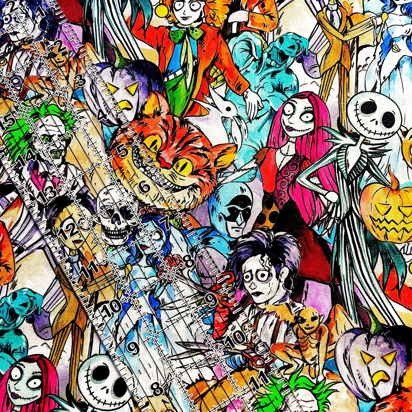 9x14 Tumbler Cut, Custom CW Cotton Woven, High Quality, Mask Cut, Tumbler Fabric, Halloween, Tim Burt Troupe, SNC