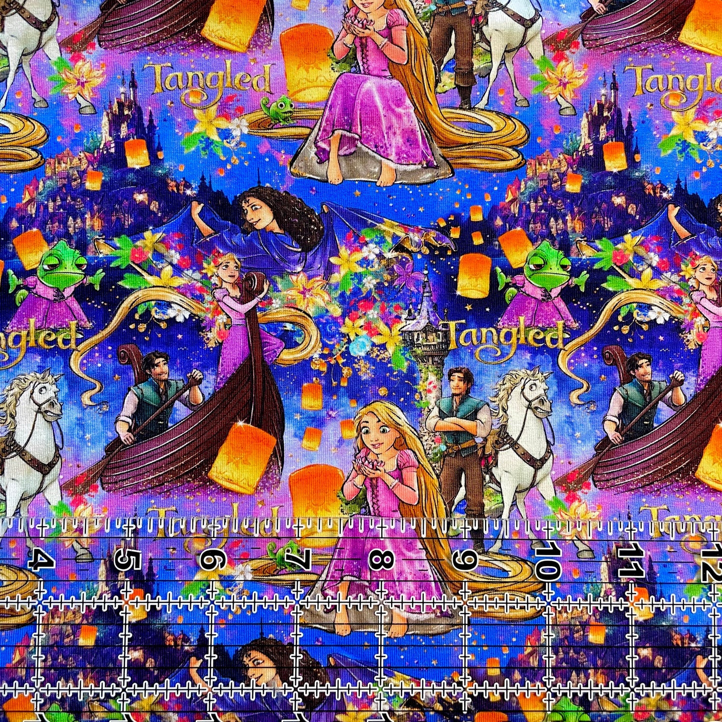 9x14 Tumbler Cut, Custom Fabric, CottonSpandex, High Quality, Mask Cut, Tumbler Fabric, Disney, Cartoons, Princess, Rapunzel, Tangled Layers