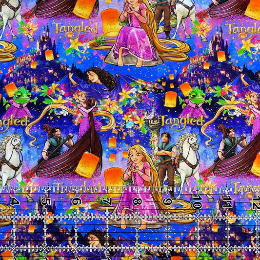 9x14 Tumbler Cut, Custom Fabric, CottonSpandex, High Quality, Mask Cut, Tumbler Fabric, Disney, Cartoons, Princess, Rapunzel, Tangled Layers
