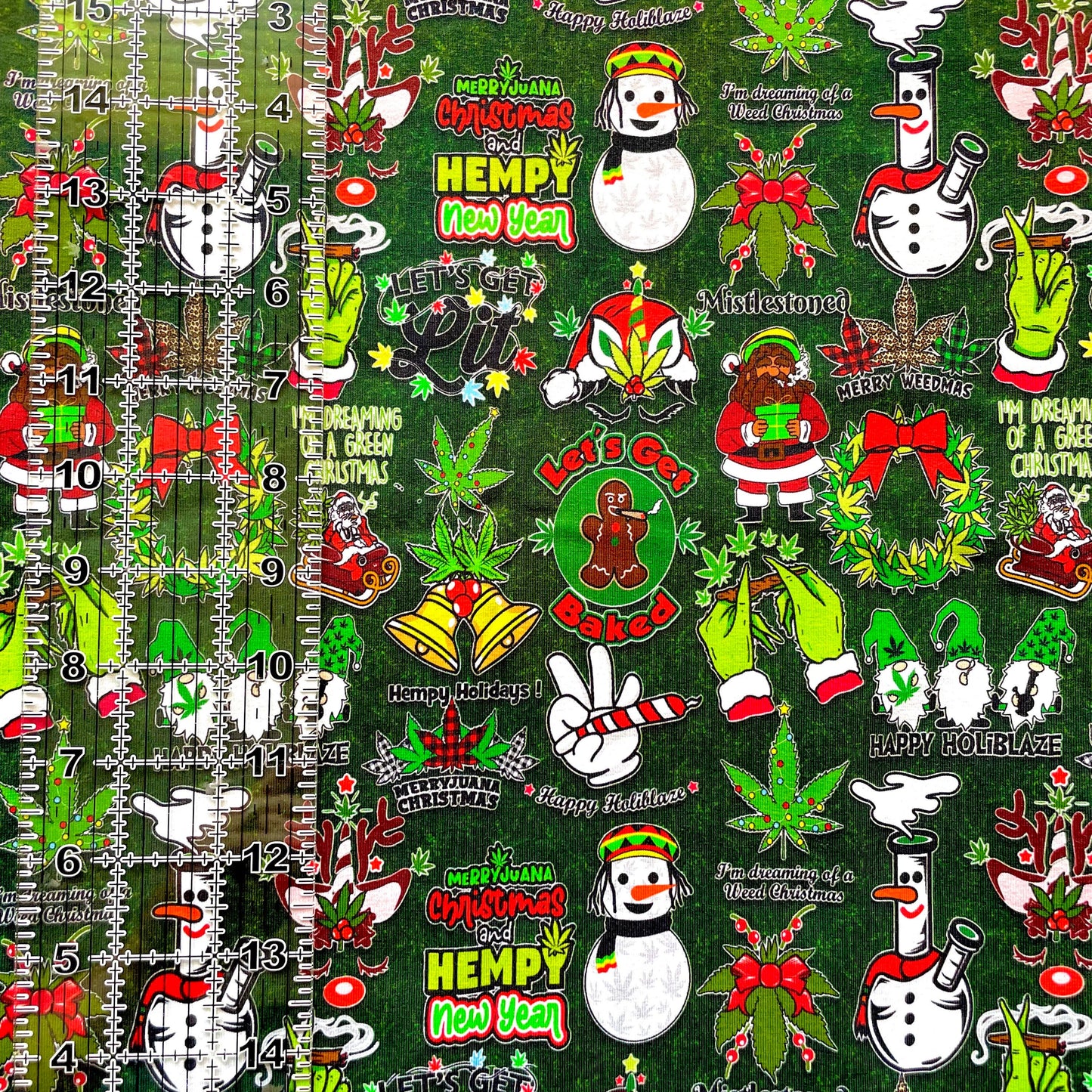 9x14 Tumbler Cut, Custom Fabric, CottonSpandex, High Quality, Mask Cut, Tumbler Fabric, Adult, Stoner, 420, High, Merry Marijuana, Holiblaze