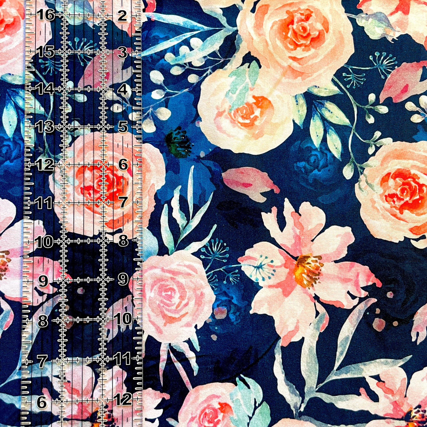 9x14 Tumbler Cut, Custom Fabric, CottonSpandex, High Quality, Mask Cut, Tumbler Fabric, Flowers, Floral, Beautiful, Girl, Lily Navy