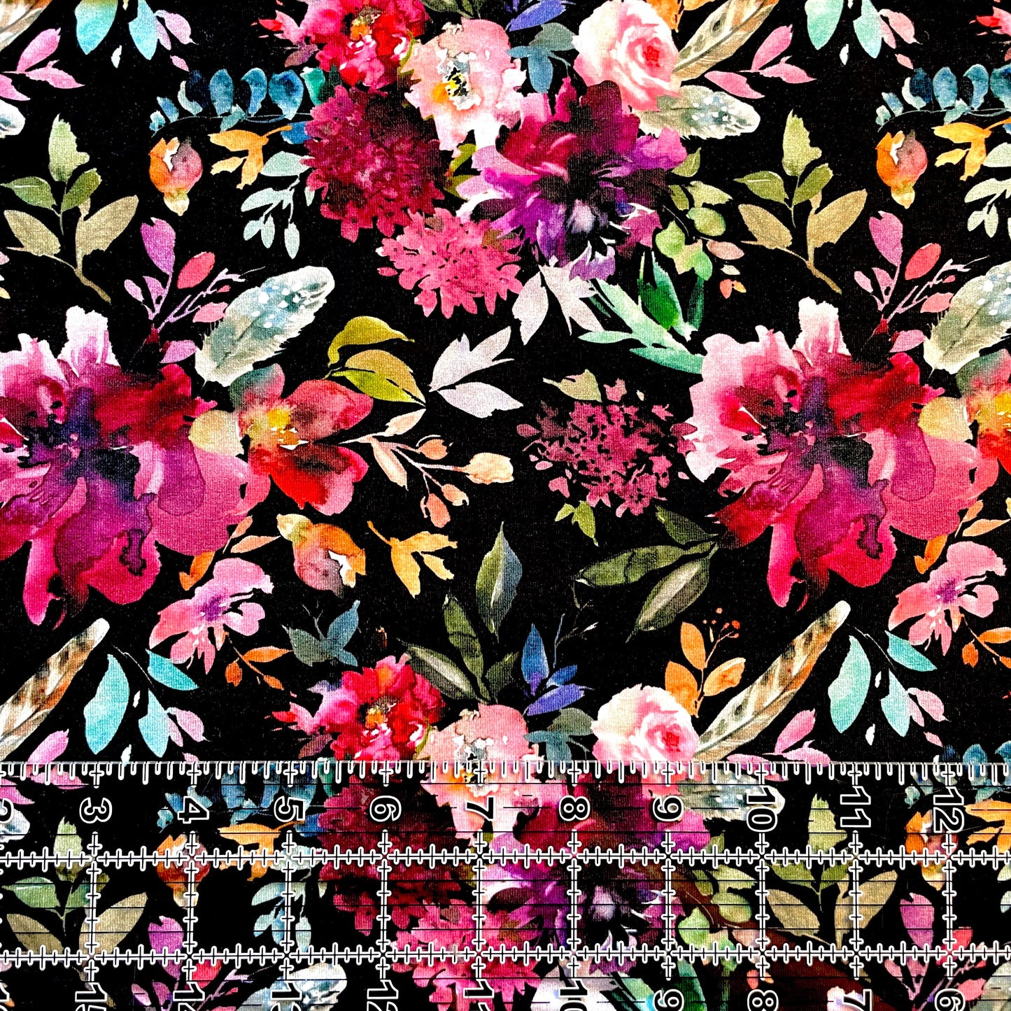 9x14 Tumbler Cut, Custom Fabric, CottonSpandex, High Quality, Mask Cut, Tumbler Fabric, Flowers, Floral, Beautiful, Girl, Lily Black