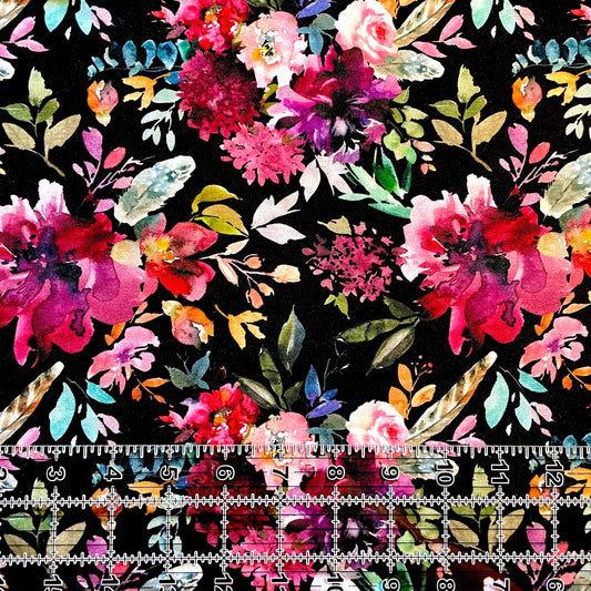 9x14 Tumbler Cut, Custom Fabric, CottonSpandex, High Quality, Mask Cut, Tumbler Fabric, Flowers, Floral, Beautiful, Girl, Lily Black