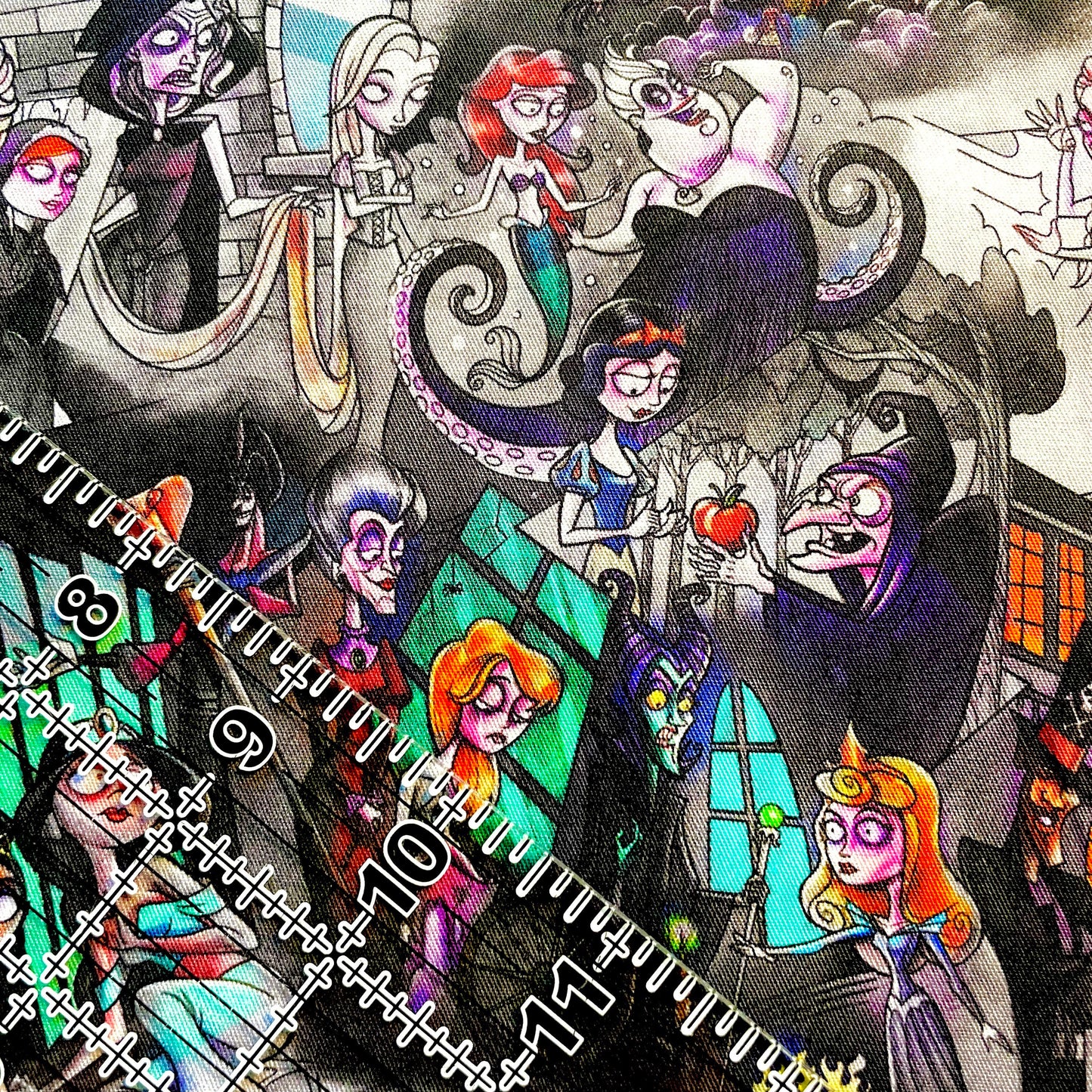 9x14 Tumbler Cut, Custom Fabric, CW Cotton Woven, High Quality, Mask Cut, Tumbler Fabric, Burtonesque Princesses B/W