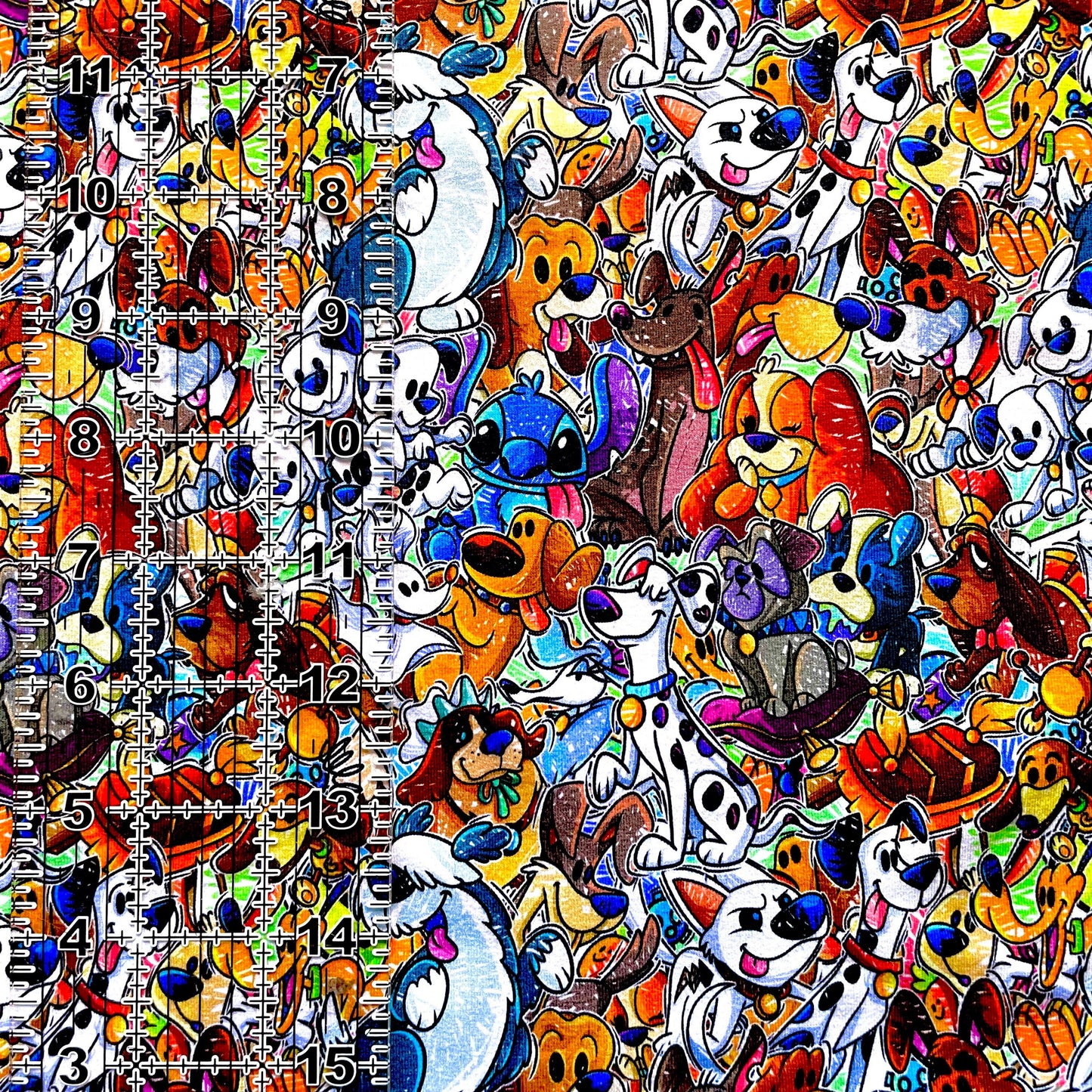 9x14 Tumbler Cut, Custom Fabric, CottonSpandex, High Quality, Mask Cut, Tumbler Fabric, Disney, Dog, Dogs, Stacked, Cartoon, Funny
