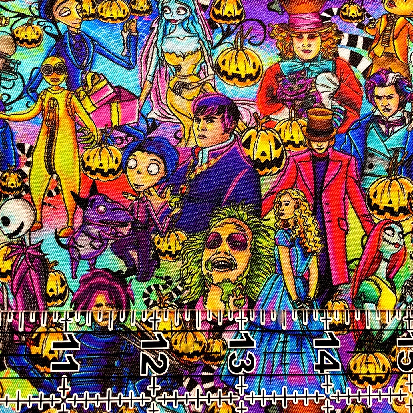 9x14 Tumbler Cut, Custom Fabric, CW Cotton Woven, High Quality, Mask Cut, Tumbler Fabric, Bright, Halloween, Twisted Icons, Small Scale