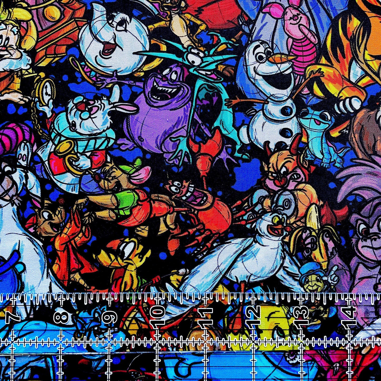 9x14 Tumbler Cut, Custom Fabric, CW Cotton Woven, High Quality, Mask Cut, Tumbler Fabric, Disney, Pets, Cute, Animals, Black, Sidekicks