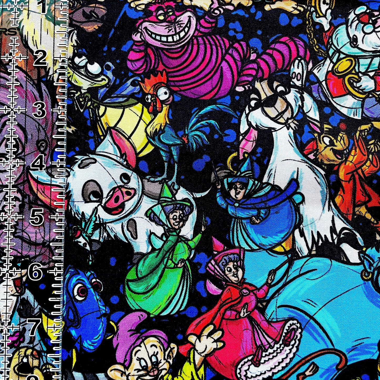 9x14 Tumbler Cut, Custom Fabric, CW Cotton Woven, High Quality, Mask Cut, Tumbler Fabric, Disney, Pets, Cute, Animals, Black, Sidekicks