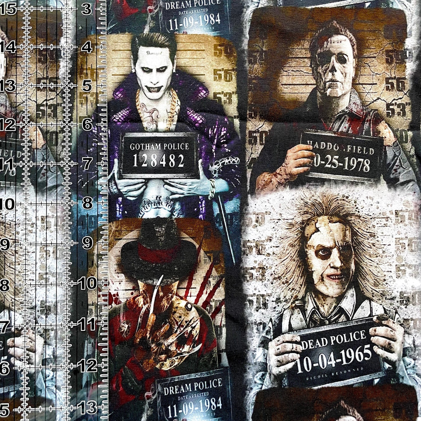 9x14 Tumbler Cut, Custom Fabric, CottonSpandex, High Quality, Mask Cut, Tumbler Fabric, Halloween, Horror, Serial Killers, Busted