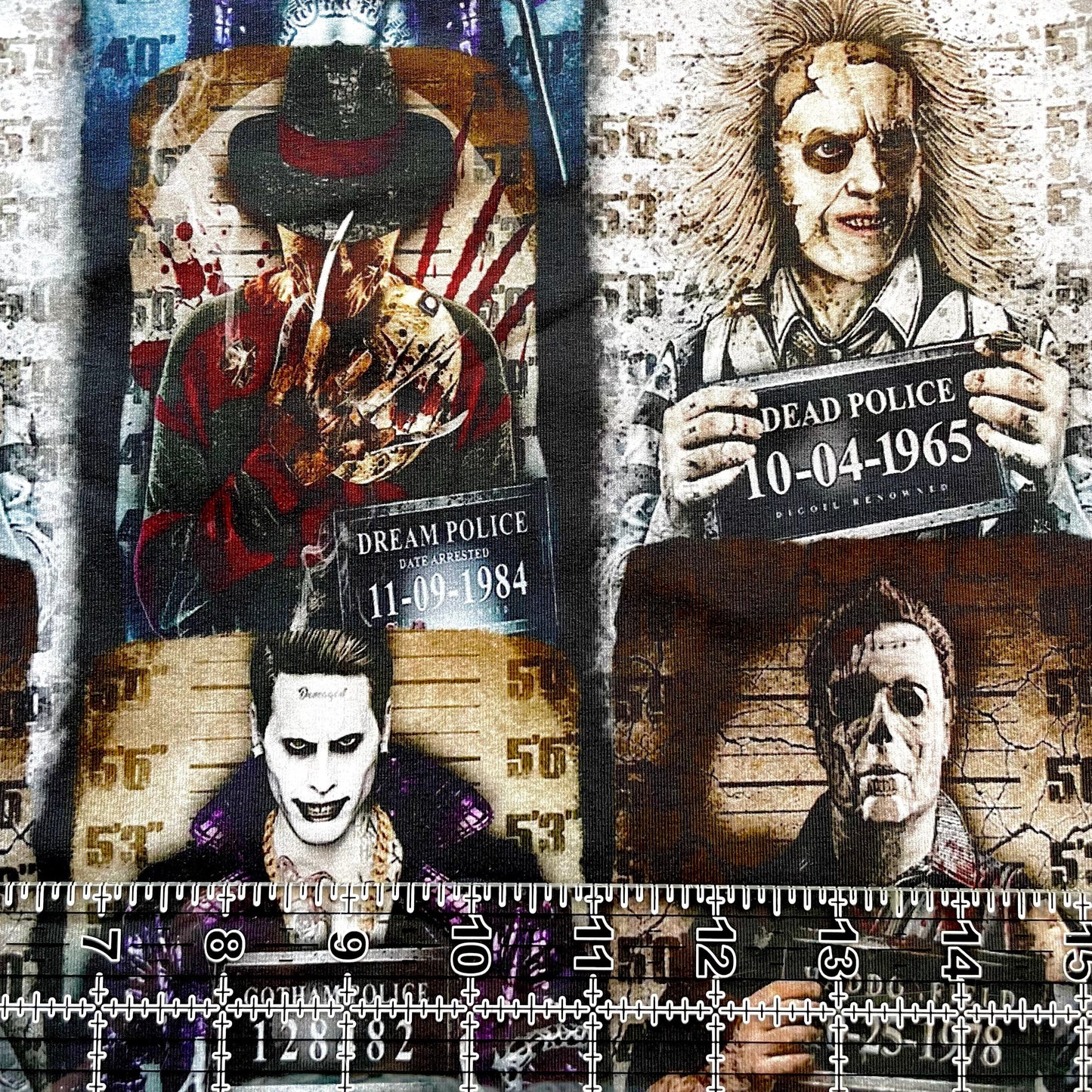 9x14 Tumbler Cut, Custom Fabric, CottonSpandex, High Quality, Mask Cut, Tumbler Fabric, Halloween, Horror, Serial Killers, Busted