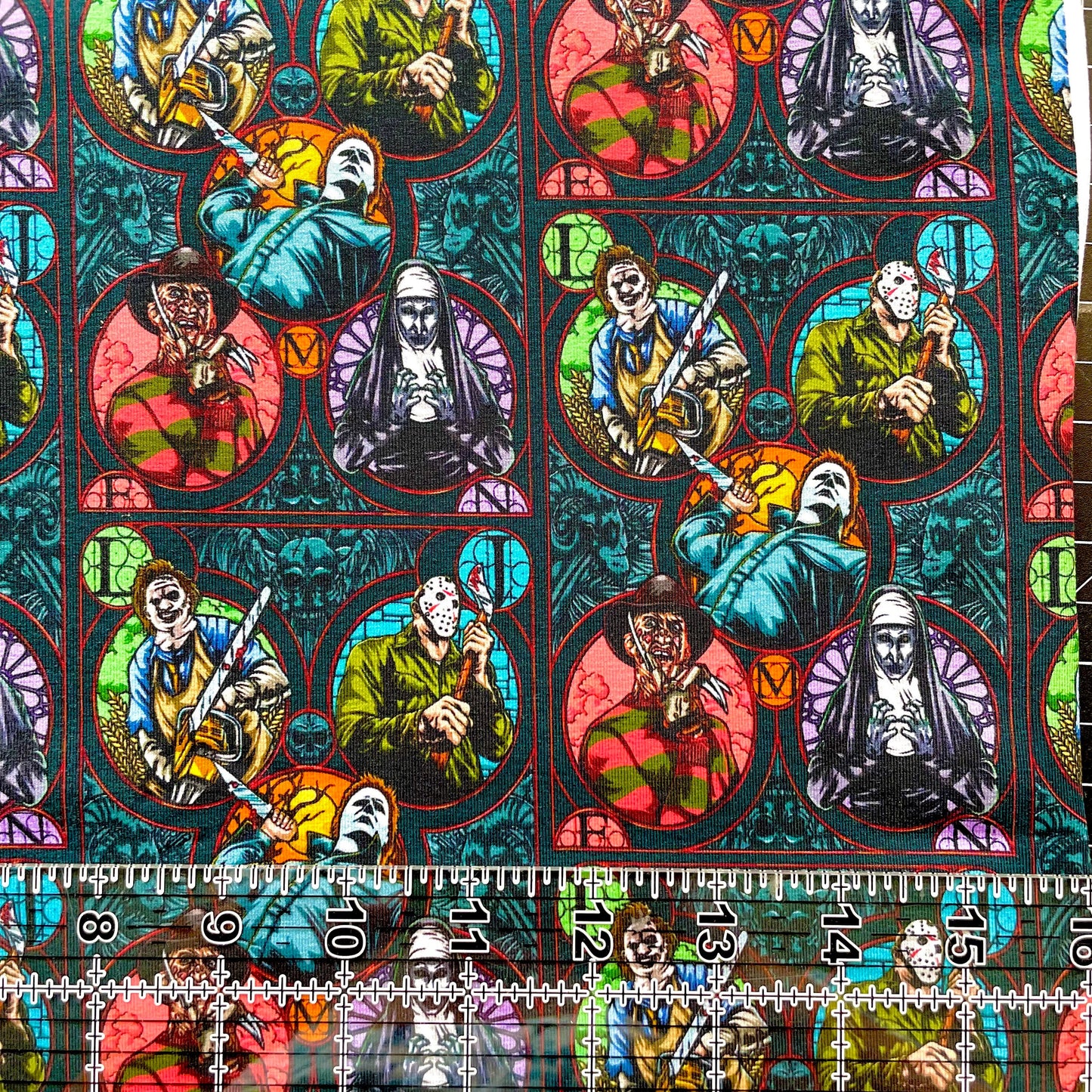 9x14 Tumbler Cut, Custom Fabric, CottonSpandex, High Quality, Mask Cut, Tumbler Fabric, Halloween, Horror, Serial Killers, Stained Glass