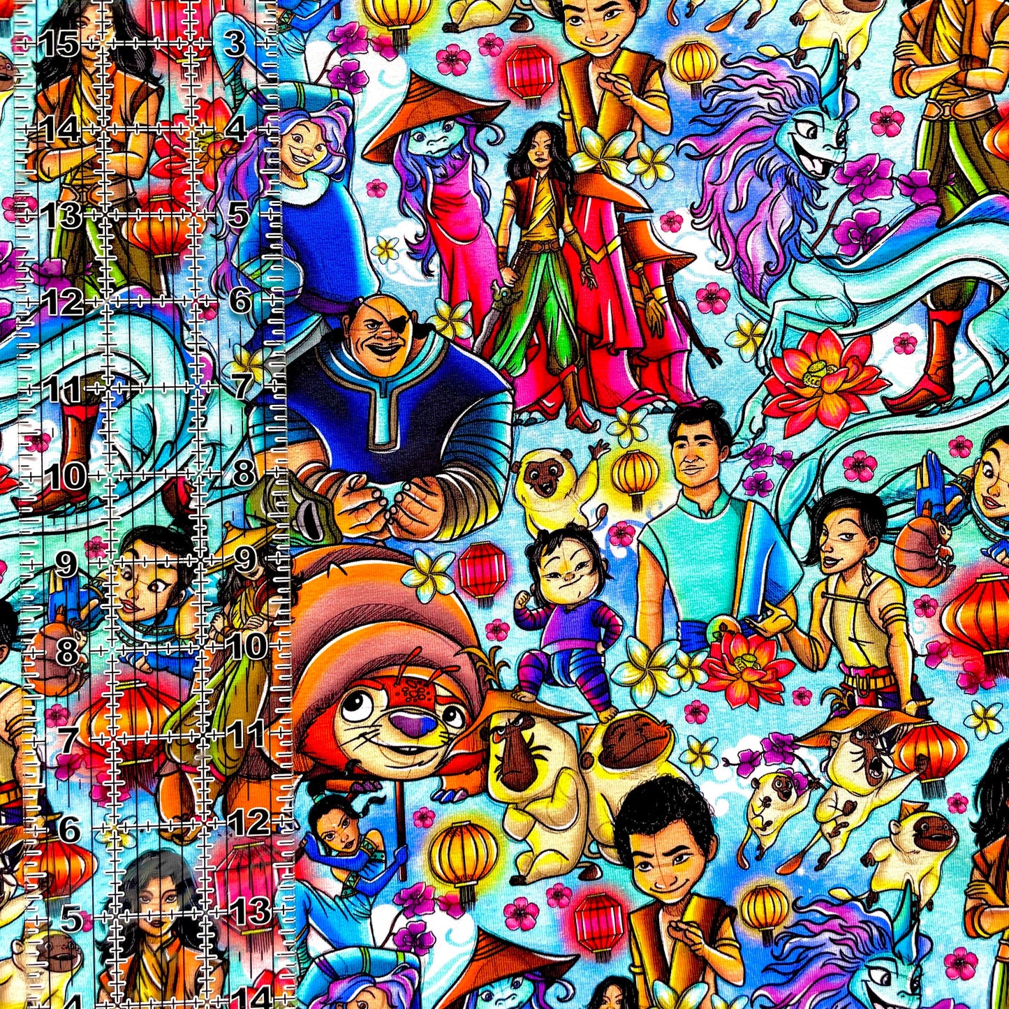 9x14 Tumbler Cut, Custom Fabric, CottonSpandex, High Quality, Mask Cut, Tumbler Fabric, Disney, Dragon, Cute, Princess, Lt Blue KLL