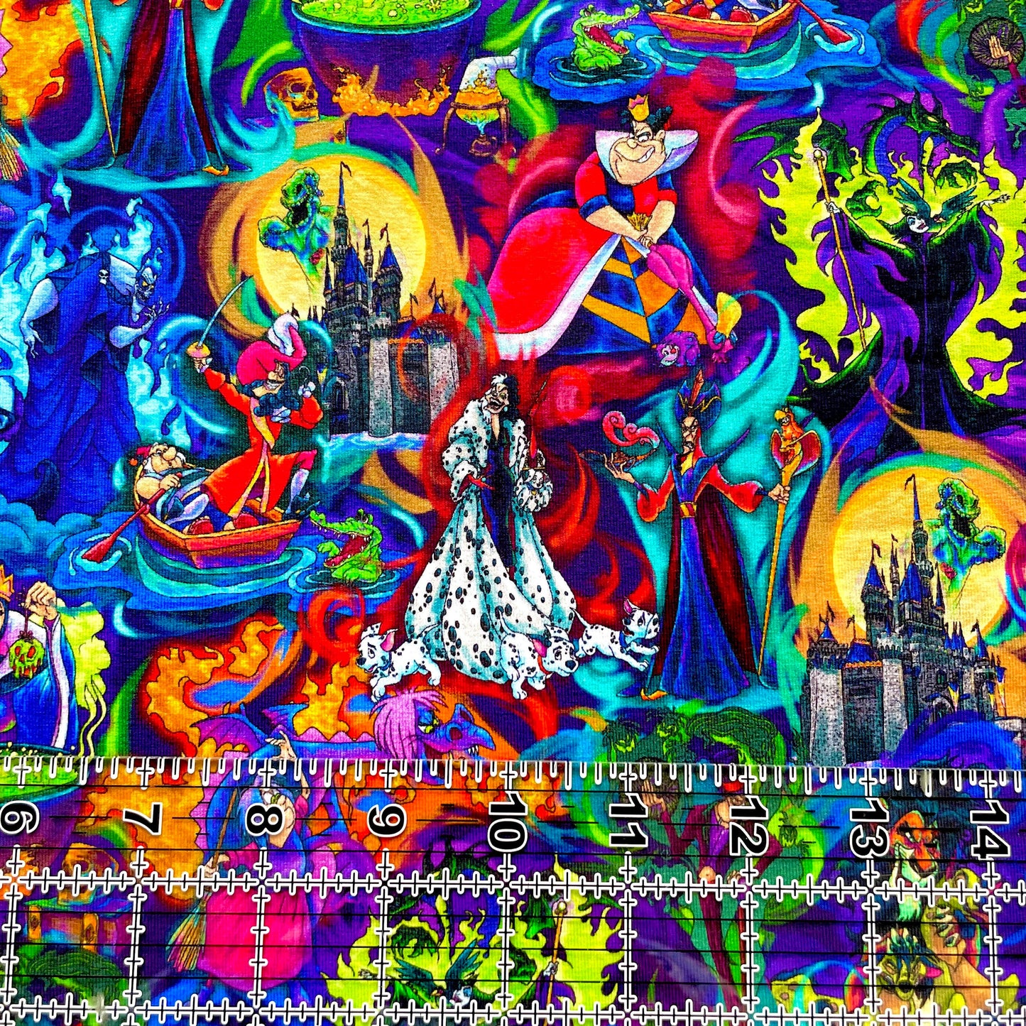 9x14 Tumbler Cut, Custom Fabric, CottonSpandex, High Quality, Mask Cut, Tumbler Fabric, Halloween, Evil, Bright Villains, New, Flames Stack