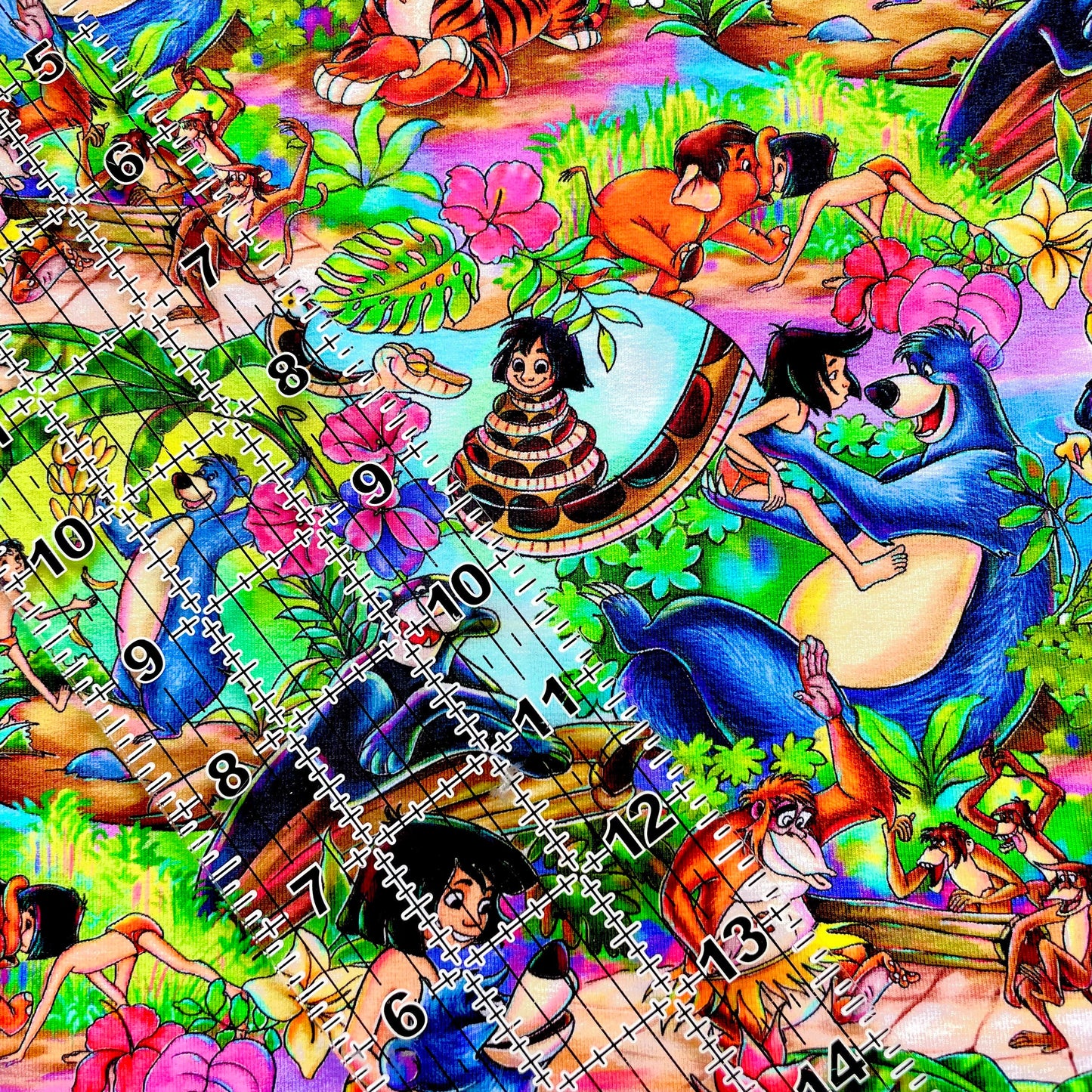 9x14 Tumbler Cut, Custom Fabric, CottonSpandex, High Quality, Mask Cut, Tumbler Fabric, Disney, Characters, Tiger, Monkey, Bear, Jungle OSP