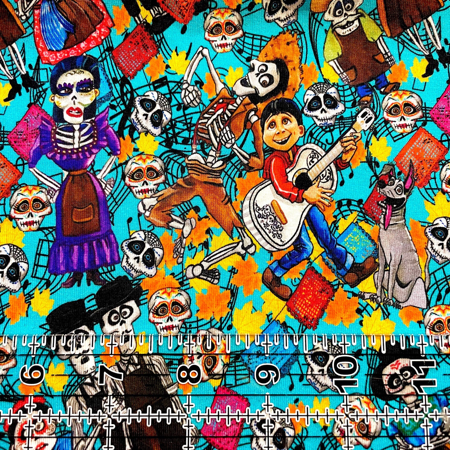 9x14 Tumbler Cut, Custom Fabric, CottonSpandex, High Quality, Mask Cut, Tumbler Fabric, Disney, Movie, Remember Me, Vibrant, Music, Blue