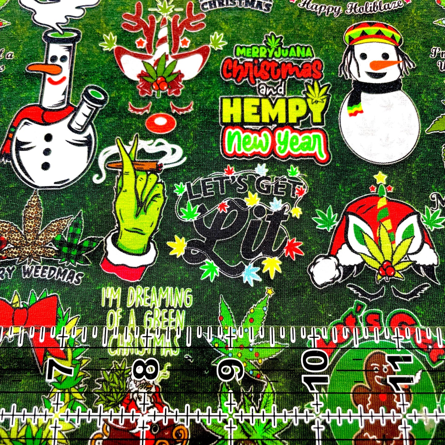 9x14 Tumbler Cut, Custom Fabric, CottonSpandex, High Quality, Mask Cut, Tumbler Fabric, Adult, Stoner, 420, High, Merry Marijuana, Holiblaze