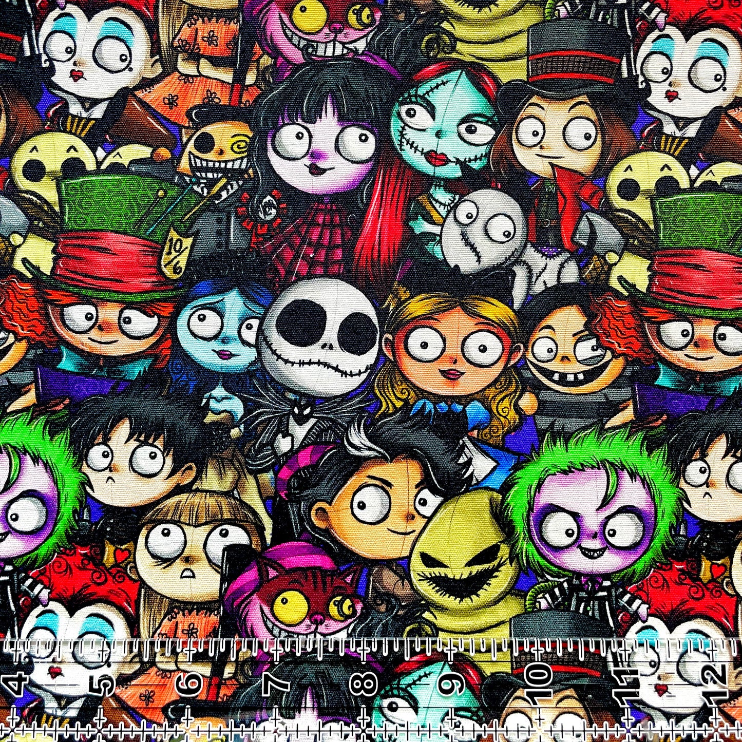 9x14 Tumbler Cut, Custom Fabric, CW Cotton Woven, High Quality, Mask Cut, Tumbler Fabric, Horror, Halloween, Burton Chibi Stack