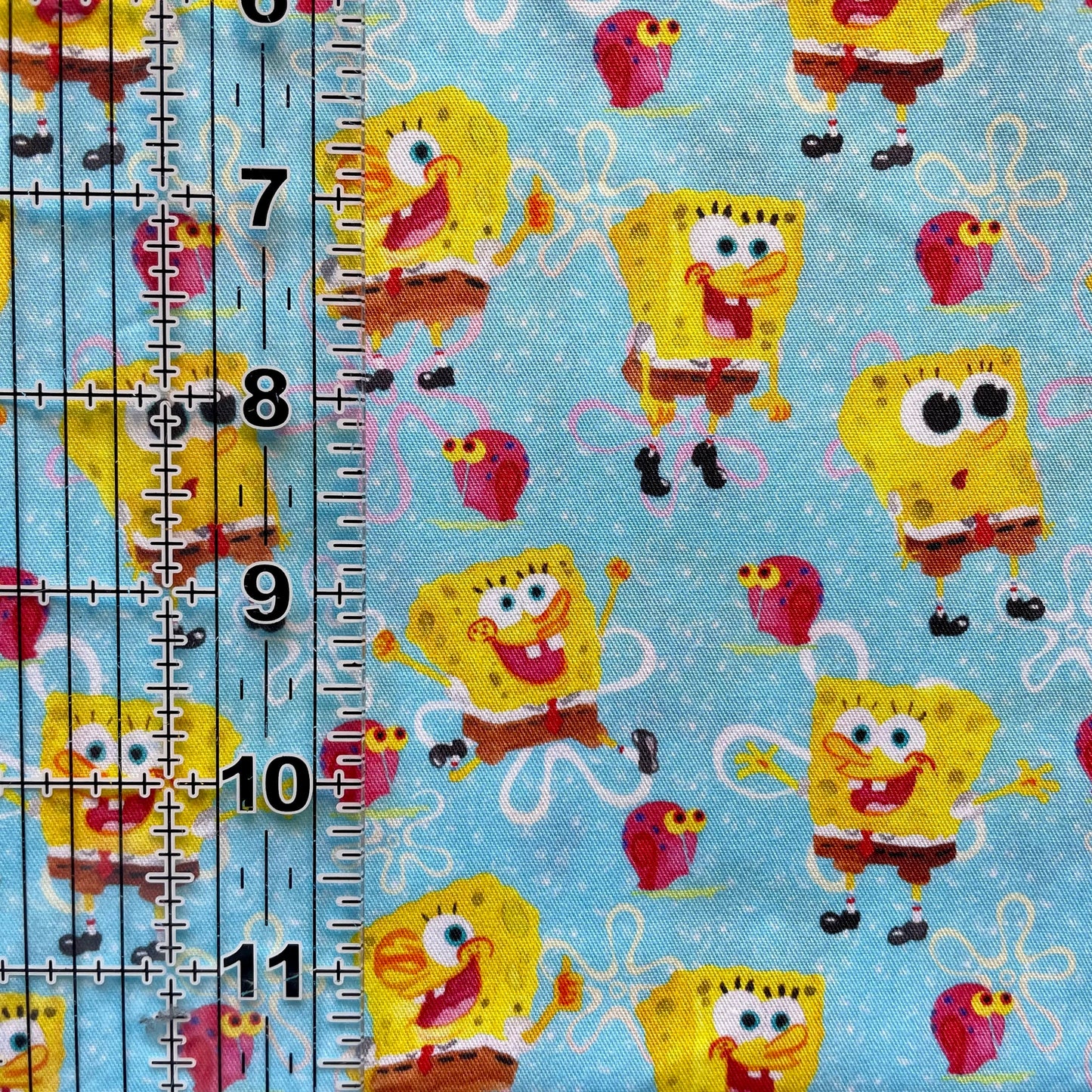 9x14 Tumbler Cut, Custom Fabric, CW Cotton Woven, High Quality, Mask Cut, Tumbler Fabric, Throwback, Cartoons, Pineapple, Sea, Sponge, Blue
