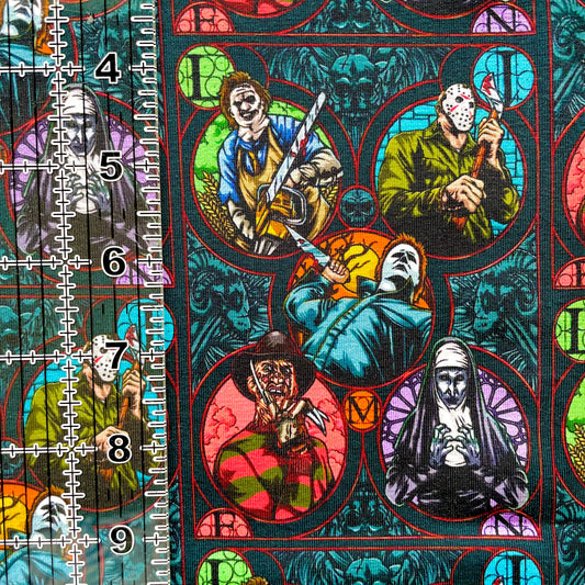 9x14 Tumbler Cut, Custom Fabric, CottonSpandex, High Quality, Mask Cut, Tumbler Fabric, Halloween, Horror, Serial Killers, Stained Glass
