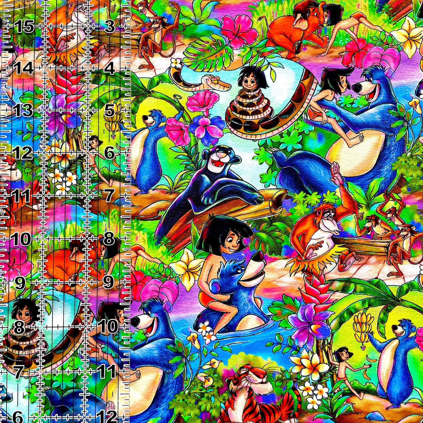 9x14 Tumbler Cut, Custom Fabric, CottonSpandex, High Quality, Mask Cut, Tumbler Fabric, Disney, Characters, Tiger, Monkey, Bear, Jungle OSP