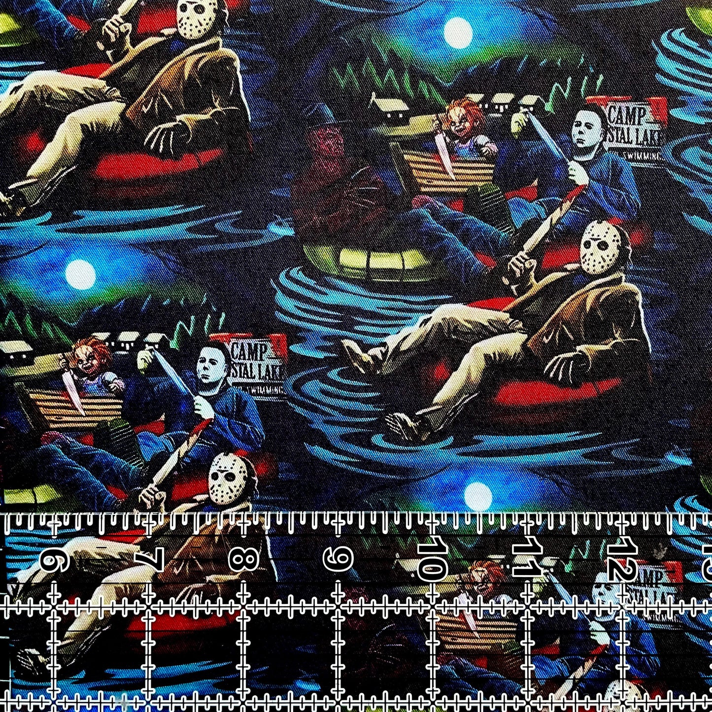 9x14 Tumbler Cut, Custom Fabric, CW Cotton Woven, High Quality, Mask Cut, Tumbler Fabric, Horror Serial Killer, Halloween, Camp Crystal Lake
