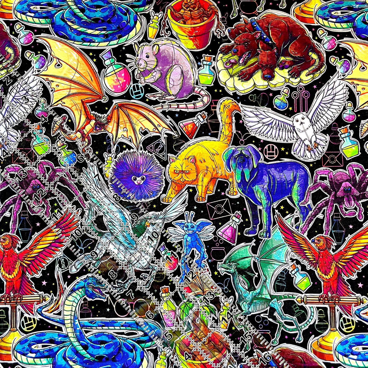 9x14 Tumbler Cut, Custom Fabric, CottonSpandex, High Quality, Mask Cut, Tumbler Fabric, TV, Movie, Magic, Wizard, HP, Houses, Animals