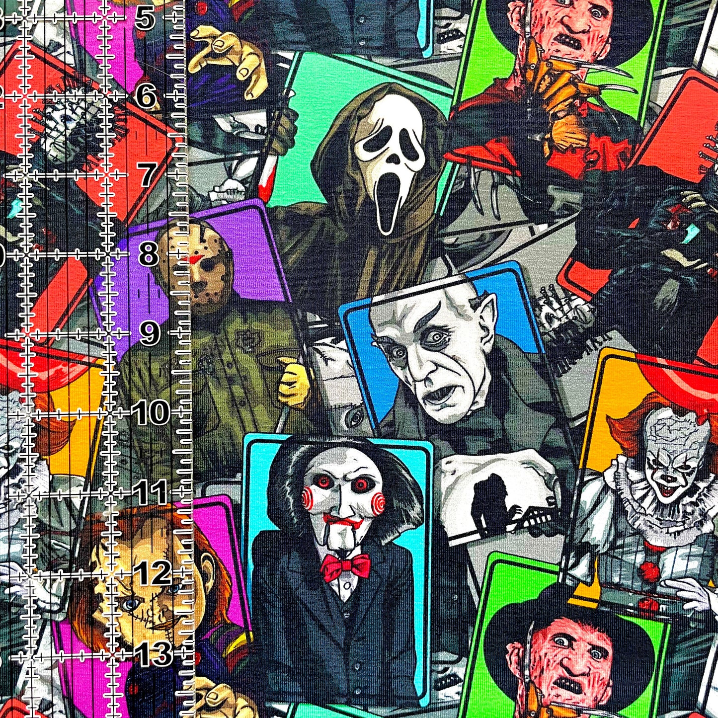9x14 Tumbler Cut, Custom Fabric, CottonSpandex, High Quality, Mask Cut, Tumbler Fabric, Halloween, Horror, Serial Killers, Blocks