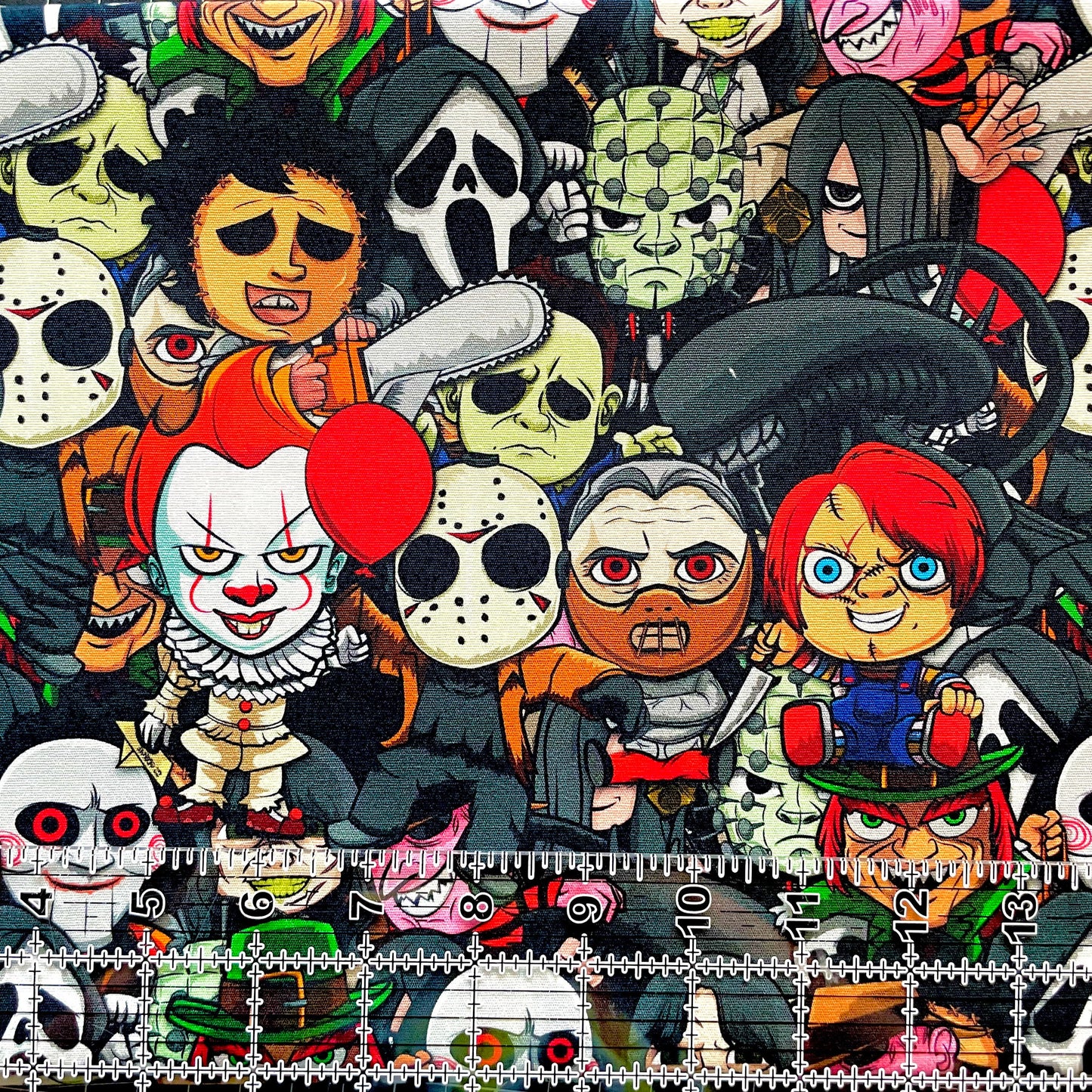 9x14 Tumbler Cut, Custom Fabric, CW Cotton Woven, High Quality, Mask Cut, Tumbler Fabric, Horror, Serial Killer, Halloween, Chibi Stack