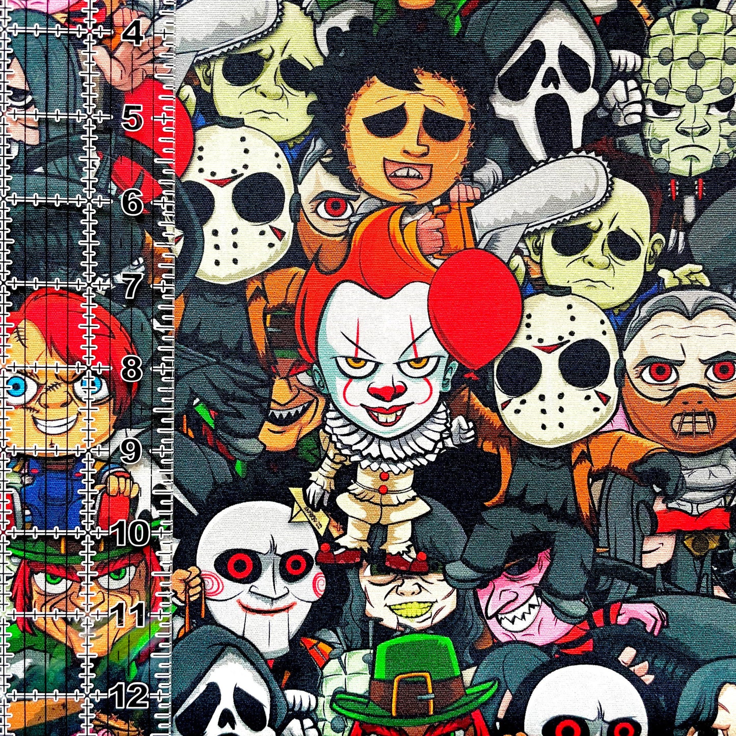 9x14 Tumbler Cut, Custom Fabric, CW Cotton Woven, High Quality, Mask Cut, Tumbler Fabric, Horror, Serial Killer, Halloween, Chibi Stack