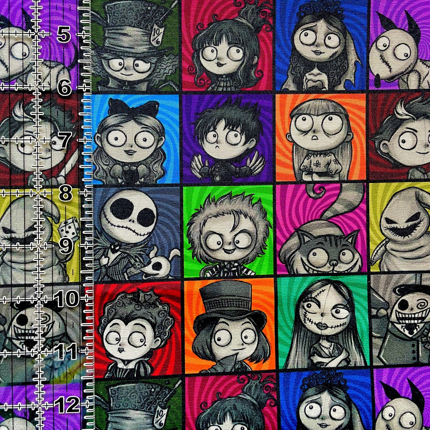 9x14 Tumbler Cut, Custom Fabric, CW Cotton Woven, High Quality, Mask Cut, Tumbler Fabric, Horror, Halloween, Burton Chibi Blocks