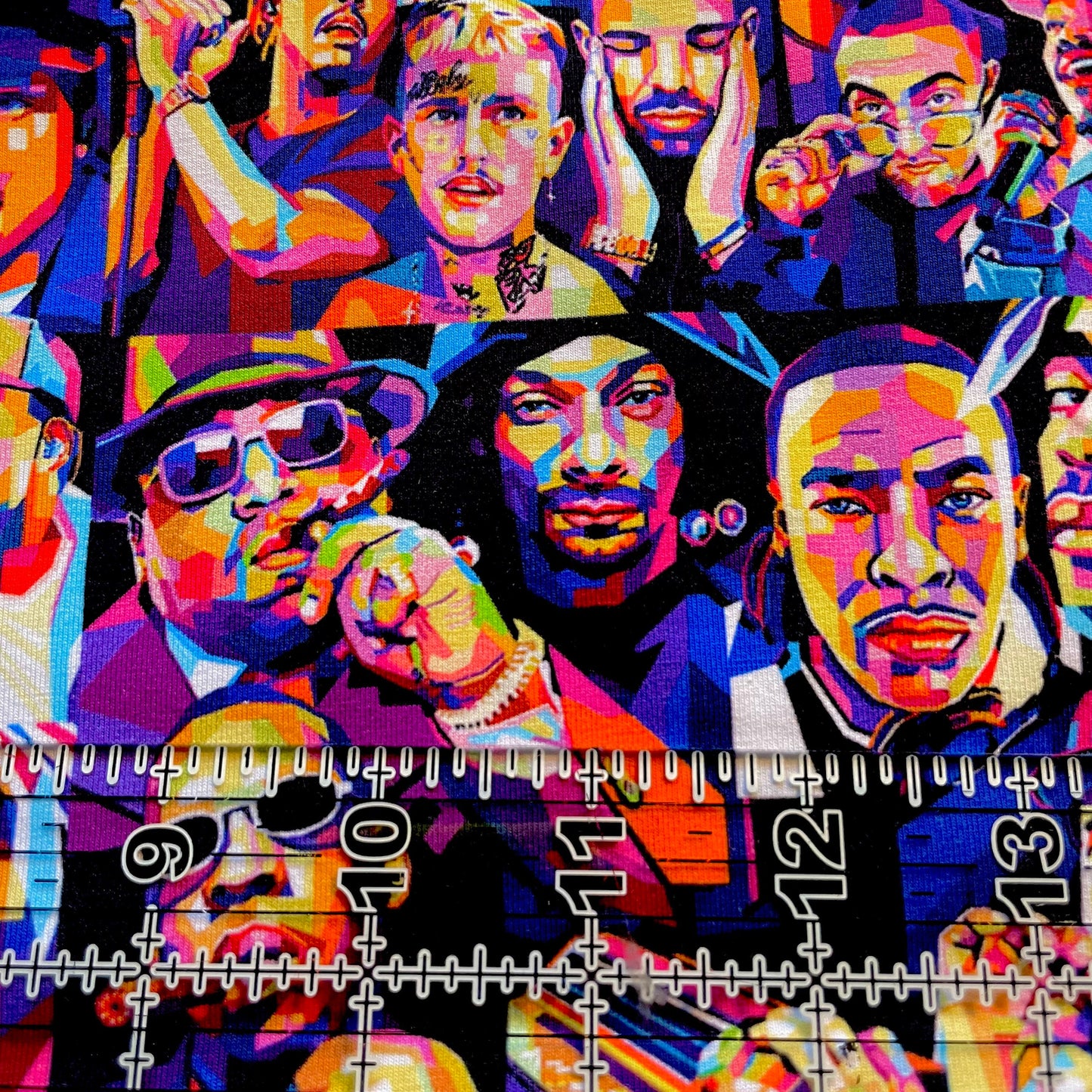 9x14 Tumbler Cut, Custom Fabric, CottonSpandex, High Quality, Mask Cut, Tumbler Fabric, Music, Musicians, Neon, Rainbow Rappers