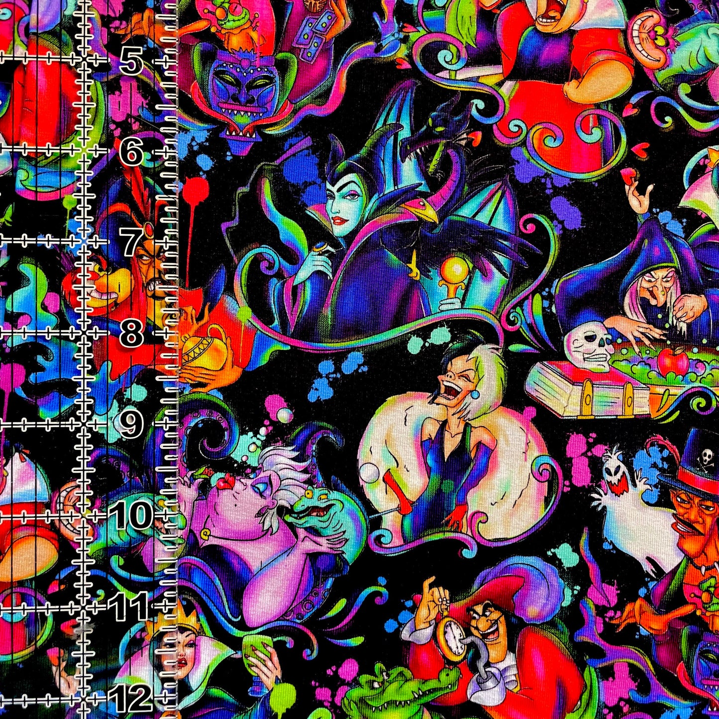 9x14 Tumbler Cut, Custom Fabric, CottonSpandex, High Quality, Mask Cut, Tumbler Fabric, Halloween, Evil, Bright Villains, New, Flames Main