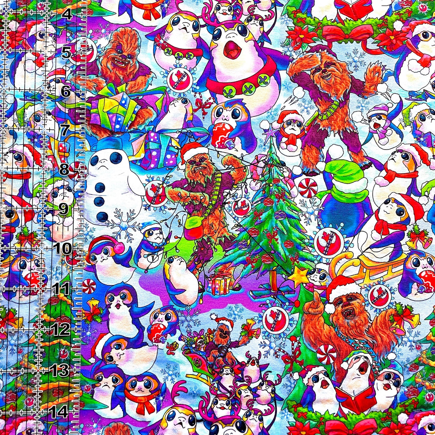 9x14 Tumbler Cut, Custom Fabric, CottonSpandex, High Quality, Mask Cut, Tumbler Fabric, Child, Wars, Star, Christmas, Chewy, Merry Porgmas