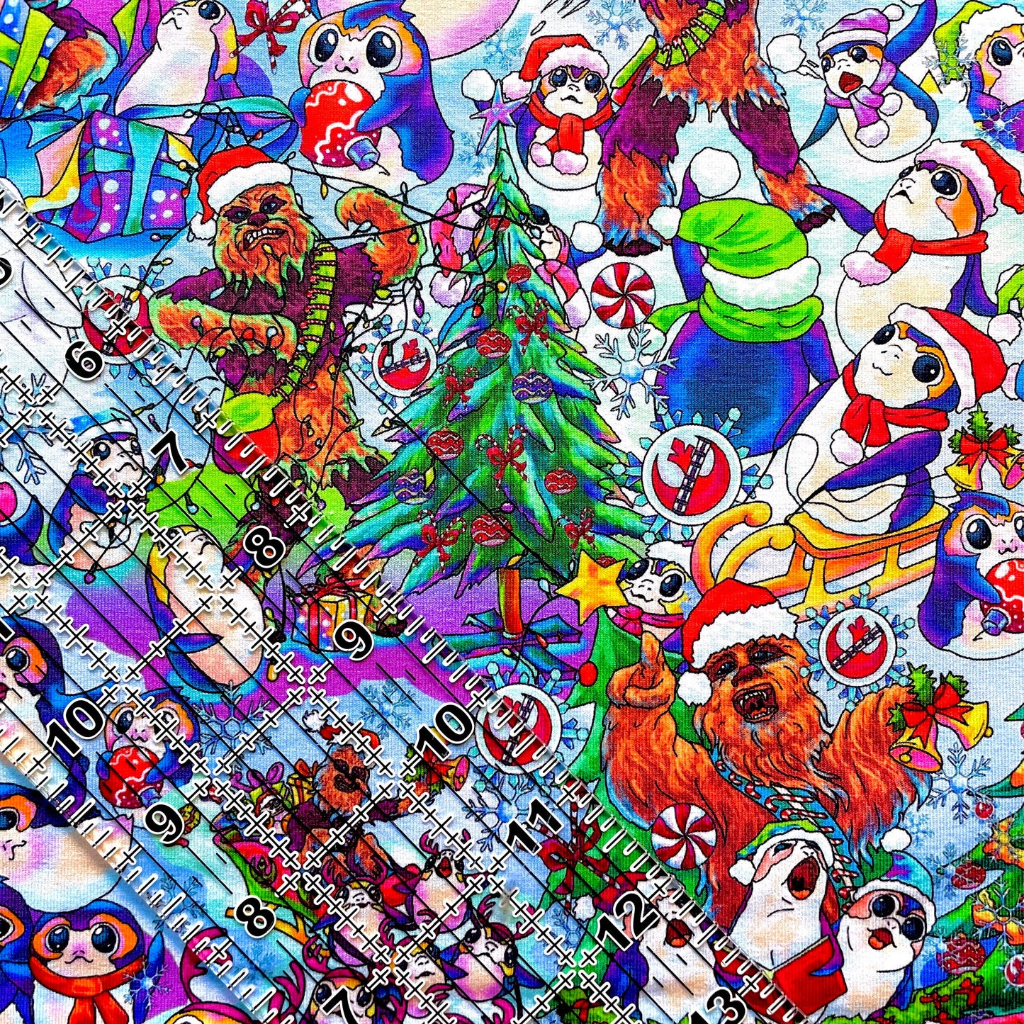 9x14 Tumbler Cut, Custom Fabric, CottonSpandex, High Quality, Mask Cut, Tumbler Fabric, Child, Wars, Star, Christmas, Chewy, Merry Porgmas