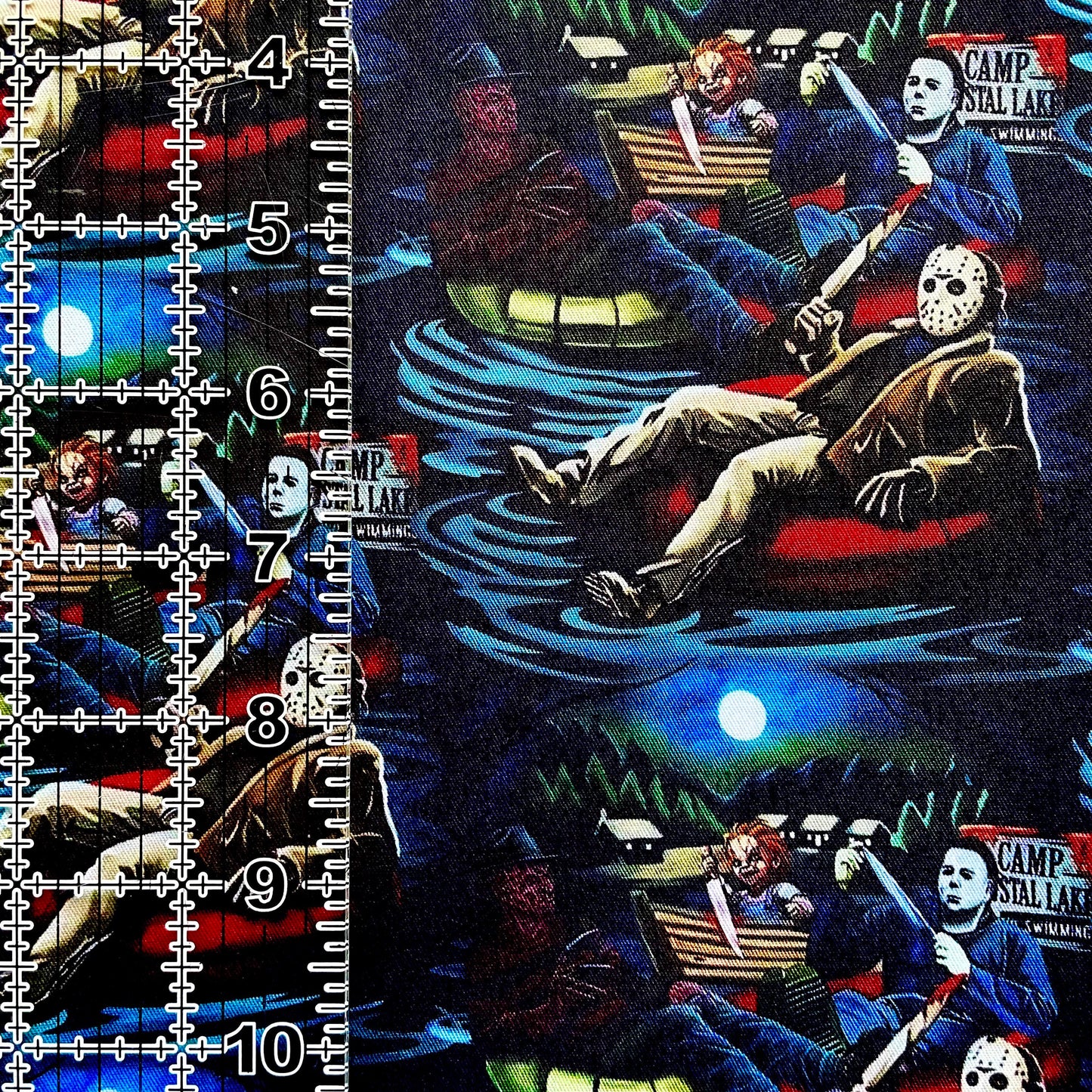 9x14 Tumbler Cut, Custom Fabric, CW Cotton Woven, High Quality, Mask Cut, Tumbler Fabric, Horror Serial Killer, Halloween, Camp Crystal Lake