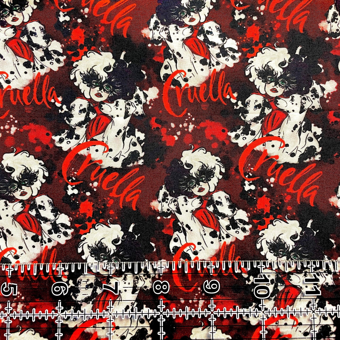 9x14 Tumbler Cut, Custom Fabric, CW Cotton Woven, High Quality, Mask Cut, Tumbler Fabric, Dog Movie, Dalmatians, Born Mad, Red, Itchin