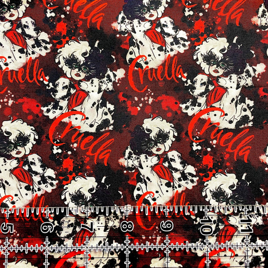 9x14 Tumbler Cut, Custom Fabric, CW Cotton Woven, High Quality, Mask Cut, Tumbler Fabric, Dog Movie, Dalmatians, Born Mad, Red, Itchin
