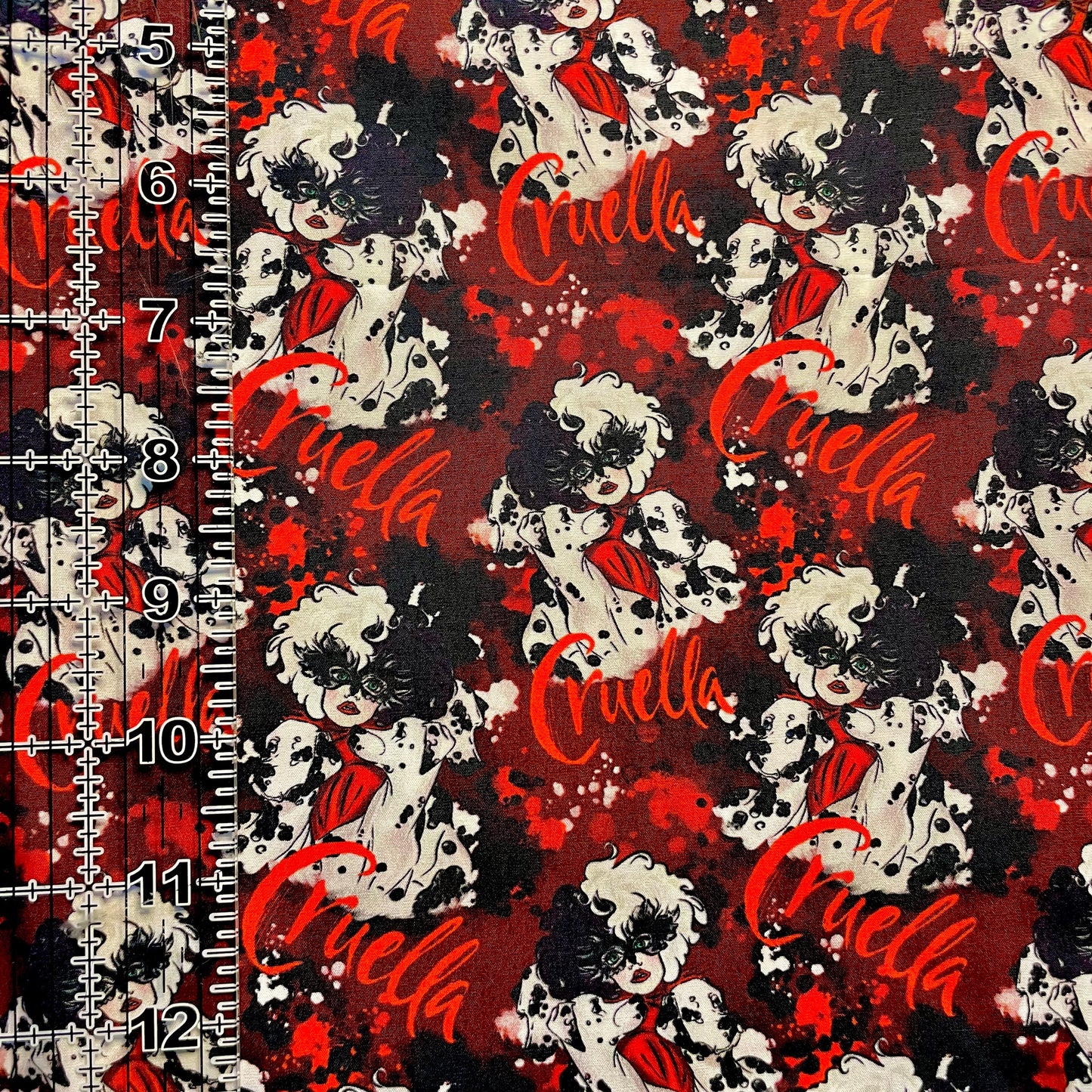 9x14 Tumbler Cut, Custom Fabric, CW Cotton Woven, High Quality, Mask Cut, Tumbler Fabric, Dog Movie, Dalmatians, Born Mad, Red, Itchin