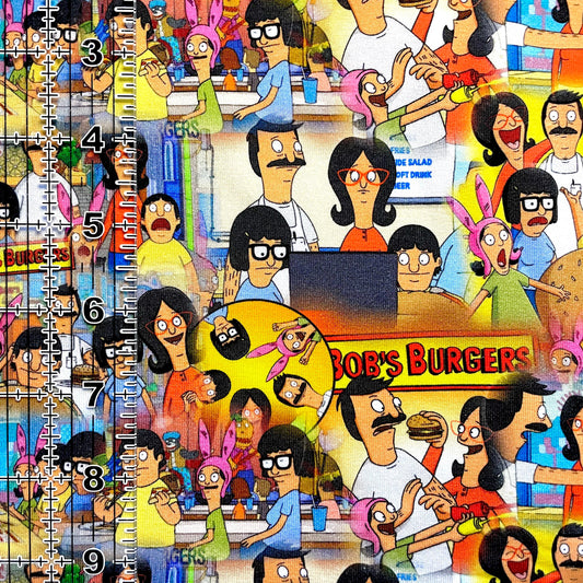 9x14 Tumbler Cut, Custom Fabric, CottonSpandex, High Quality, Mask Cut, Tumbler Fabric, TV, Show, Comedy, Cartoon, Burger, Funny