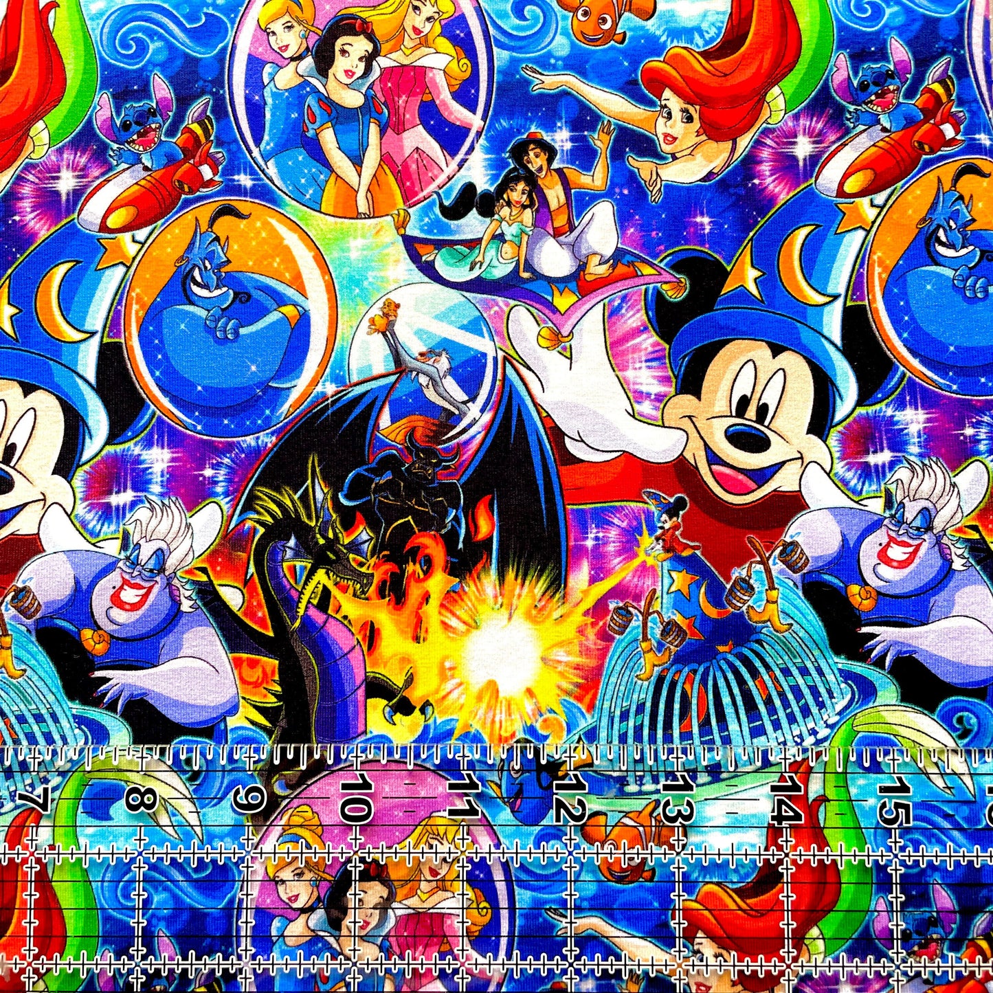 9x14 Tumbler Cut, Custom Fabric, CottonSpandex, High Quality, Mask Cut, Tumbler Fabric, Disney, Fab Five, Mickey, Ariel, Magical Explosion