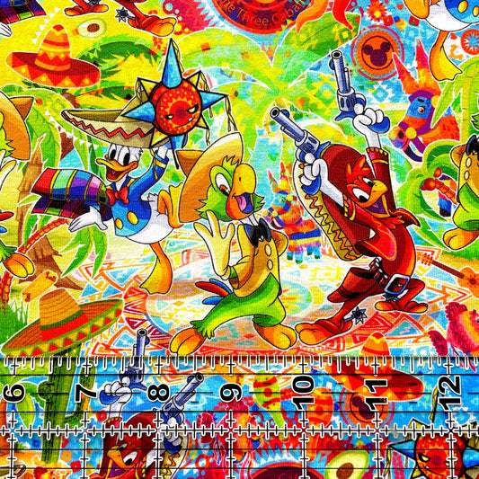 9x14 Tumbler Cut, Custom Fabric, CottonSpandex, High Quality, Mask Cut, Tumbler Fabric, Disney, Donald, Party, Duck, Caballeros, Fiesta