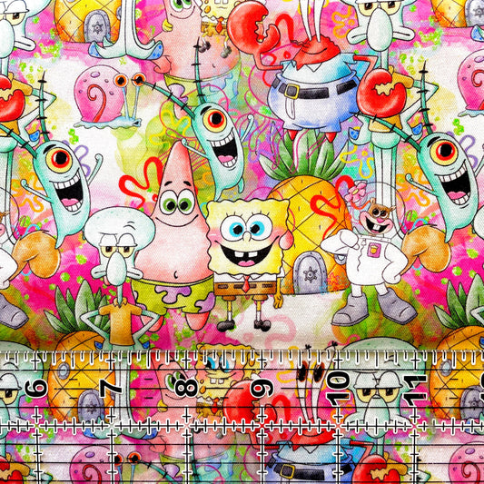 9x14 Tumbler Cut, Custom Fabric, CW Cotton Woven, High Quality, Mask Cut, Tumbler Fabric, Throwback, Toon, Pineapple, Under the Sea, Pastel