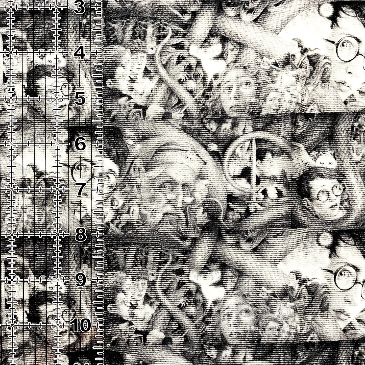 9x14 Tumbler Cut, Custom Fabric, CW Cotton Woven, High Quality, Mask Cut, Tumbler Fabric, Potter, Houses, HP, Wizard, Book Covers, B/W