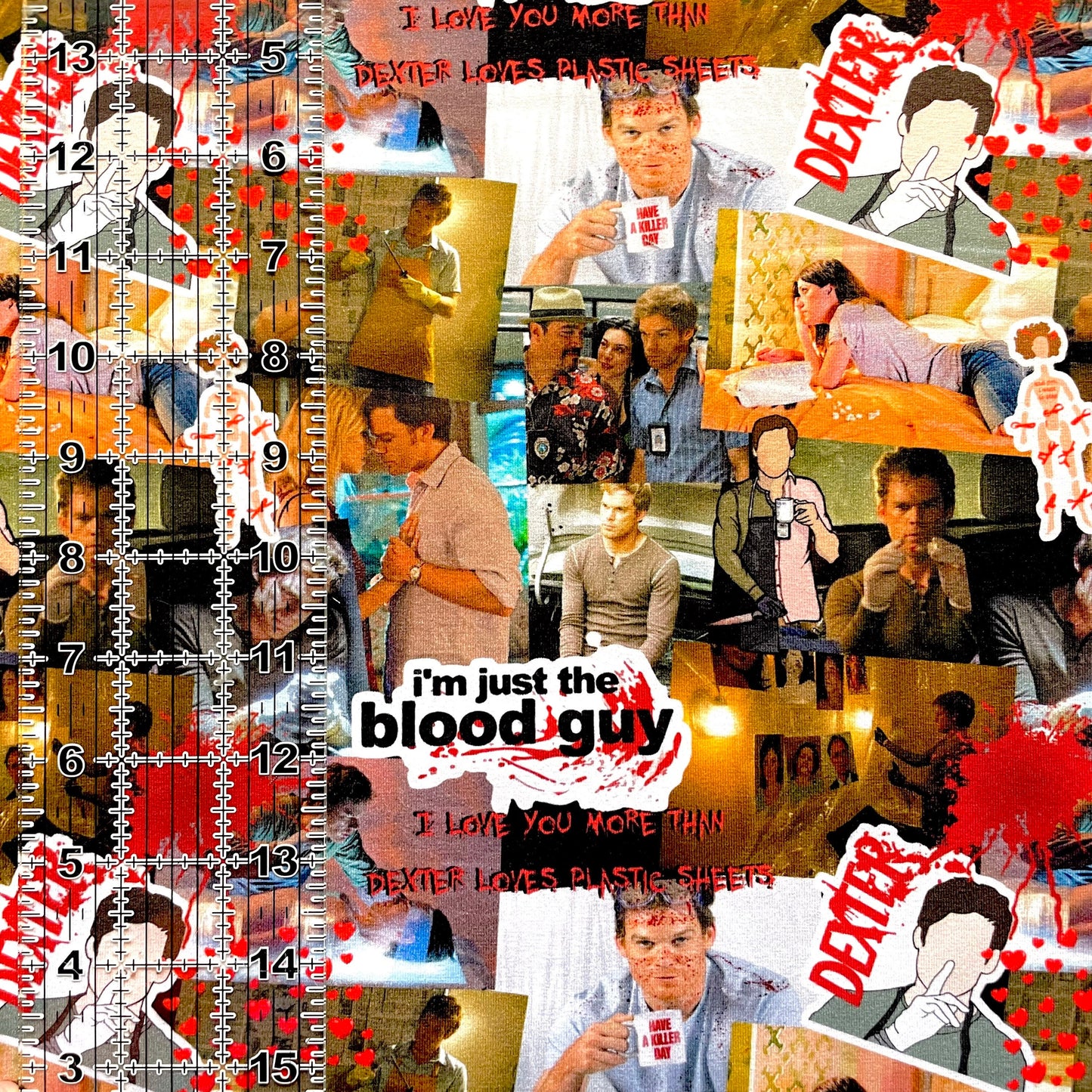 9x14 Tumbler Cut, Custom Fabric, CottonSpandex, High Quality, Mask Cut, Tumbler Fabric, TV, Show, Blood Guy, Murder Mystery